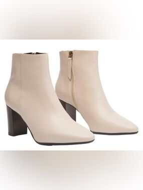 LK. Bennett SIRA Off-White Nappa Leather Boots - Wood Heel - 42/ SZ11